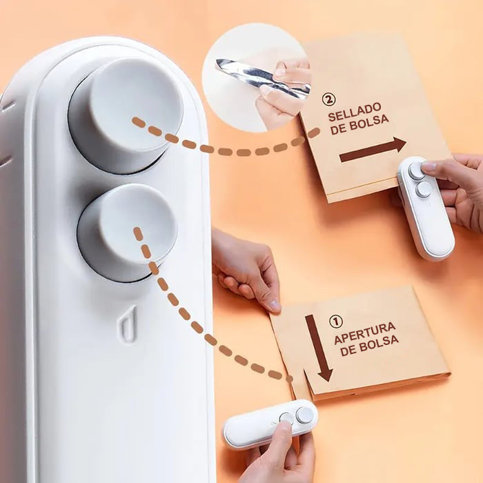 ✨ Última Venta 49% DE DESCUENTO 💥 Pequeña Selladora Magnética Recargable 2 en 1 para Snacks - Máquina de Sellado Mini para el Hogar