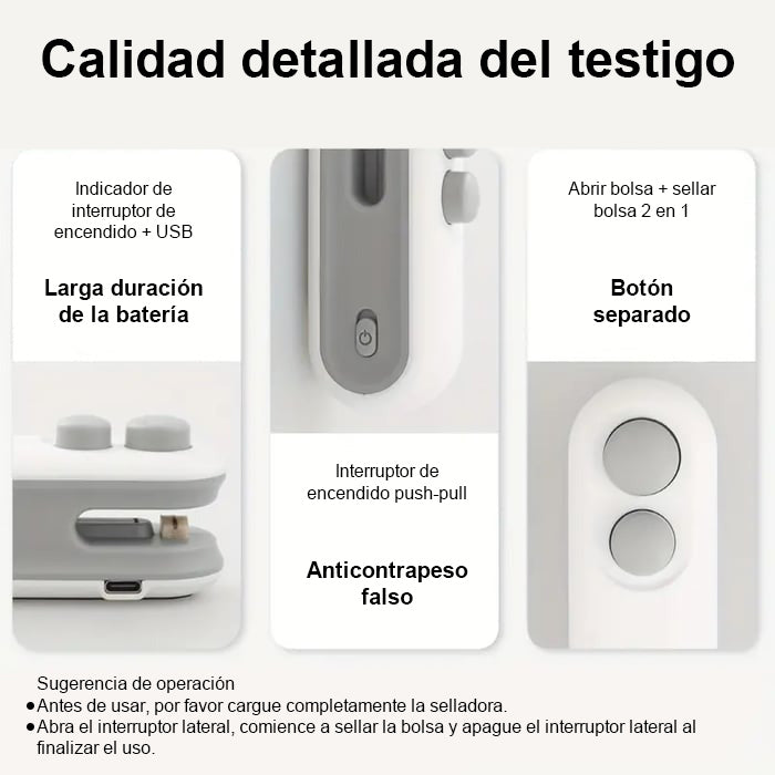✨ Última Venta 49% DE DESCUENTO 💥 Pequeña Selladora Magnética Recargable 2 en 1 para Snacks - Máquina de Sellado Mini para el Hogar