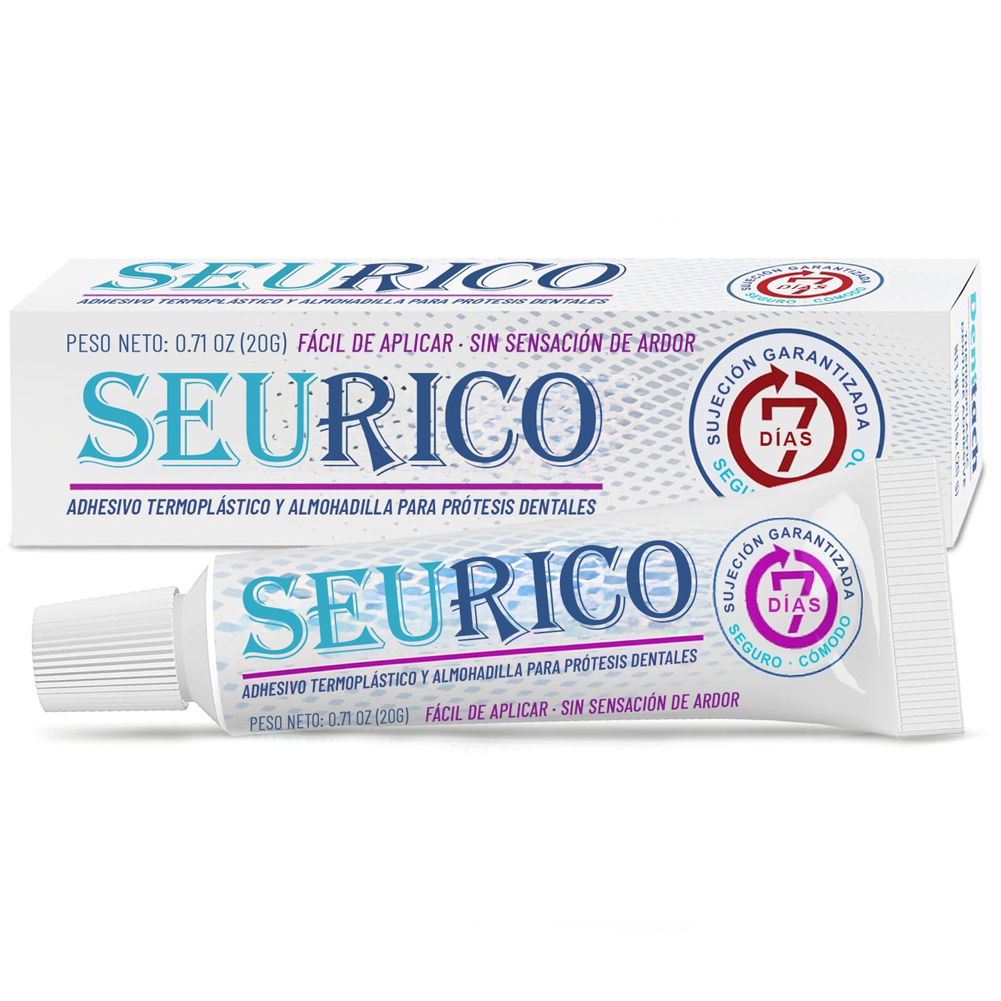 Adhesivo para dentaduras de termoplástico de larga duración (una aplicación, uso seguro hasta 4 días)