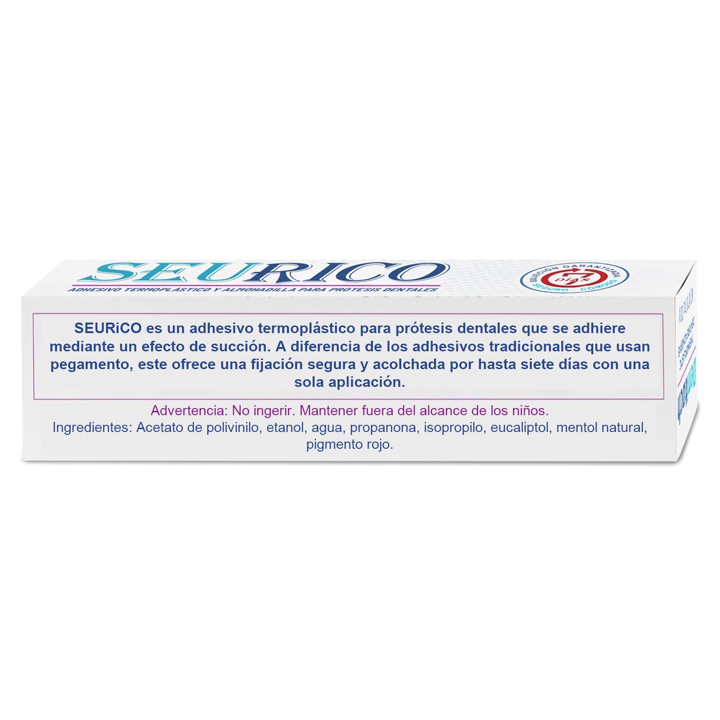 Adhesivo para dentaduras de termoplástico de larga duración (una aplicación, uso seguro hasta 4 días)
